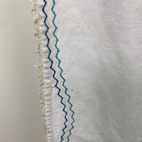 Vintage Shades of Blue Embroidered Table Runner 13" X 37" - Picture 5 of 12